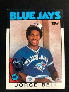 1986 Topps SIGNED: George Bell, BLUE JAYS #338 (Dec'd)