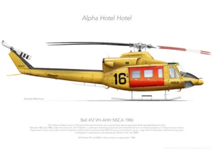 Bell 412 VH-AHH NSCA 1986 - A3+ Profile Print - Bild 1 von 4