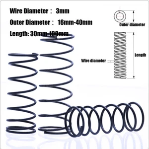 Compression Spring Pressure Big 16-40mm Diameter 30-100mm Length 3mm Wire Dia - Picture 1 of 6