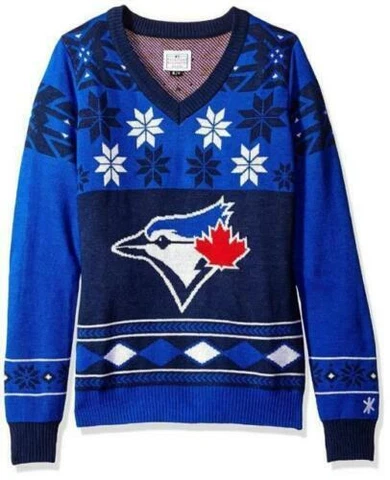 Toronto Blue Jays Womens SWEATER SIZE L LARGE V-Neck MLB Christmas  NEW Cover