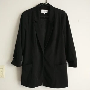 Elizabeth and James Blazer Jacket Women L/M* Black Ruched Notch OneButton Pocket - Picture 1 of 13