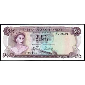 Bahamas - 1/2 Dollar 1965 P 17a Queen Elizabeth II - Foto 1 di 2