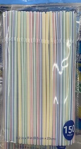 , Flexible Disposable Plastic Drinking Straws - 7.75" High - Assorted 150 Pieces - Picture 1 of 1