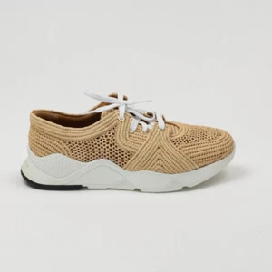 CLERGERIE Silvio Woven Raffia Sneakers Beige Size 39.5 240062 - Picture 1 of 4