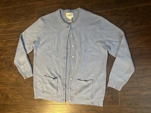 Jenny Cardigan Sweater blue XL open botton Pocket 100% acrylic - Picture 1 of 4