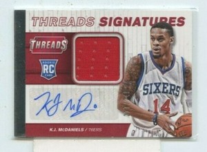 K.J. MCDANIELS 2014-15 Panini Threads Signatures Rookie Jersey Auto #D /249