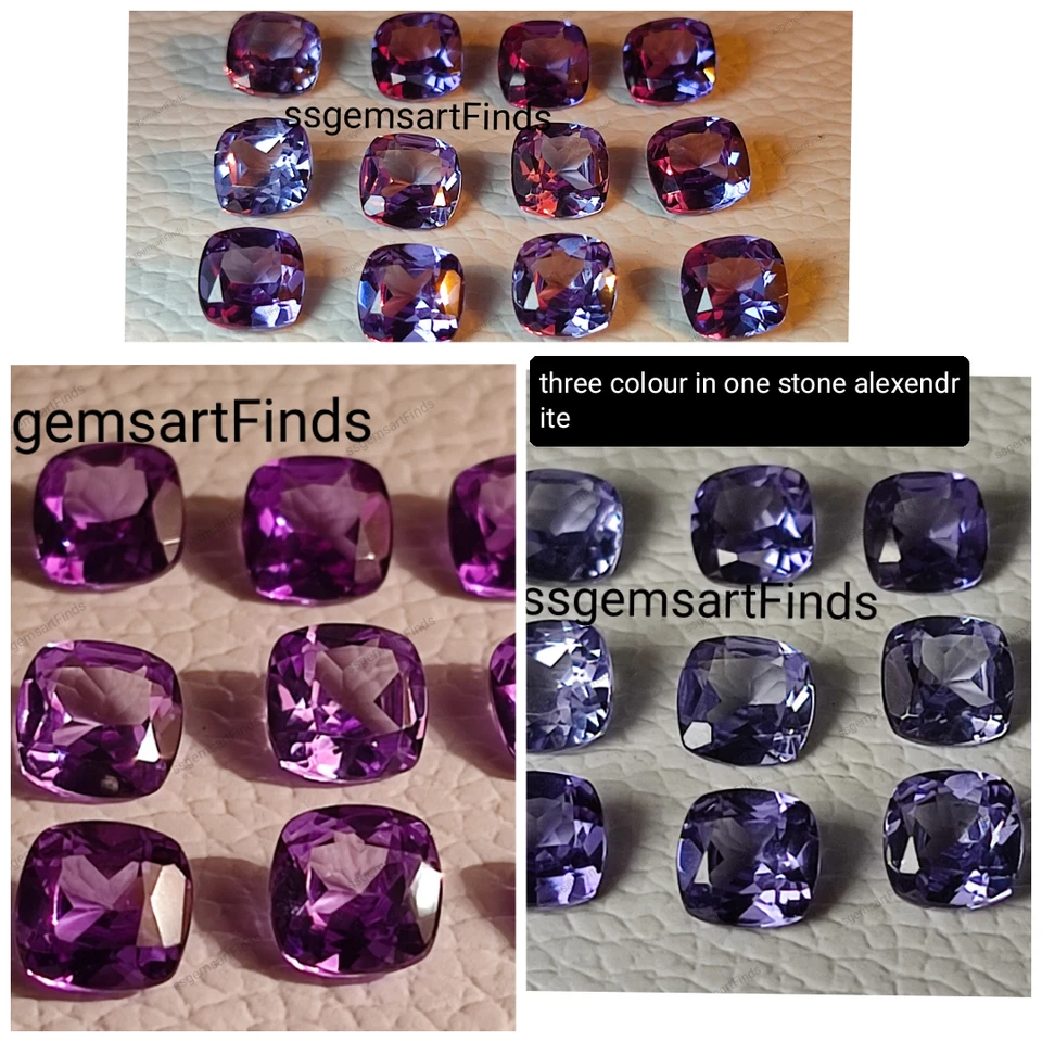 Cojín Alejandrita Forma Facetado Multicolor Cambiante Piedra Alejandrita Suelta Foto 1 de 4