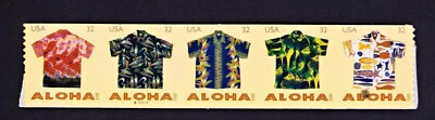 US #4597-4601 2012 Aloha Hawaiian Shirts Coil Strip 32¢ - Image 1 of 2