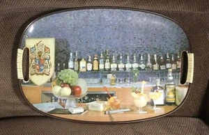 Vintage Barware Pressed Masonite Serving Tray w/ Ballantine Whiskey Coat of Arms - Picture 1 of 10
