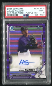 2021 Bowman Chrome Adael Amador 1ST Purple Refracto AUTO 129/250 PSA 9 MINT - Picture 1 of 1