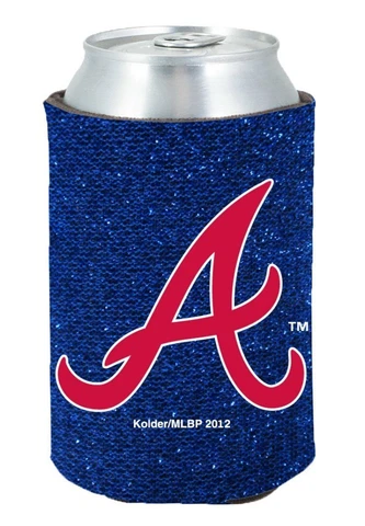 ATLANTA BRAVES GLITTER BLUE NEOPRENE CAN DRINK COOLER HOLDER W/ RED/WHITE LOGO A Cover
