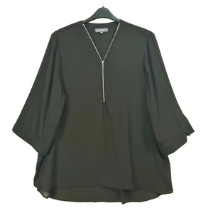 Studio - NEW - Zip Front Neckline Blouse - Black - Size 24 - Picture 1 of 3