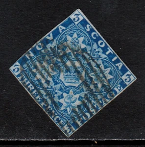 NOVA SCOTIA — SCOTT 2 — 1851 3d CROWN & HERALDIC FLOWERS — USED — SCV $250 - Picture 1 of 2