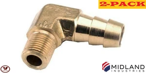 BRAND NEW! Midland Metal 1/4" Barb x 1/8 MNPT Brass Elbow 32038 2-PACK!! - Picture 1 of 4