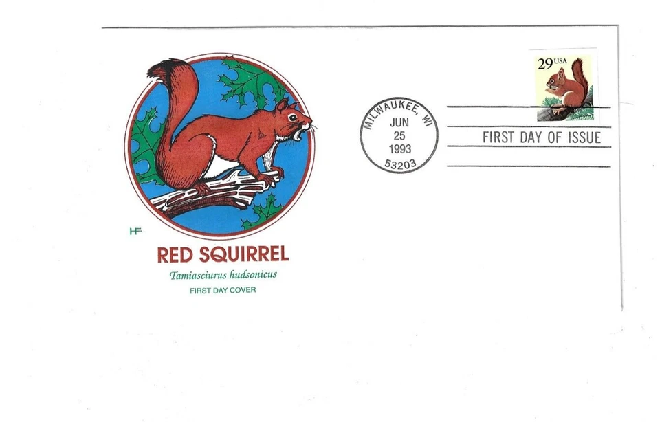 US FDC # 2489 29c Red Squirrel HF 1993, - Image 1 of 1