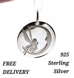 Sterling Silber Charm Anhänger Fee Mond Fantasy Feen Schmuck - Bild 1 von 12
