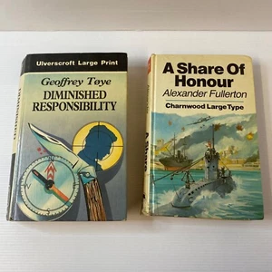 2x Large Print Vintage Hardcover Book Bundle Diminished Responsibility Ex-Lib. - Picture 1 of 15