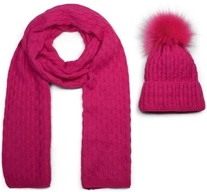 Unisex Strick Schal und Mütze Set Flecht Muster Thermo-Fleece Innenfutter Winter - Bild 1 von 81