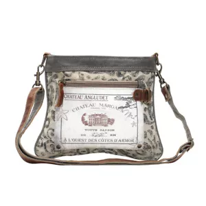Chateau Margaux Recycled Canvas Army Green Crossbody Bag Pockets on Both Sides - Picture 1 of 5