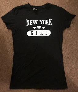 Popular Sports Girls' T-Shirt "NEW YORK GIRL" 95% COTTON 5% SPANDEX SZ MEDIUM - Picture 1 of 1