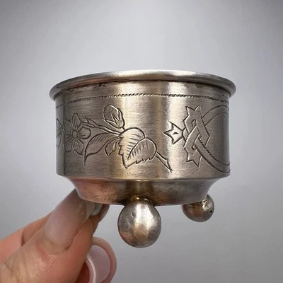 19º Original Antiguo Imperial Ruso Plata 84 Grabado Cuenco Salero Marca Foto 1 de 4