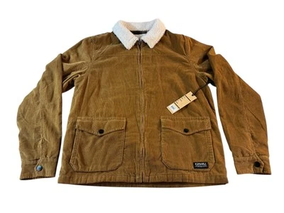 Ezekiel Mens Full-Zip Corduroy Collins Jacket Size M Sherpa Collar Khaki $94   - Image 1 of 4