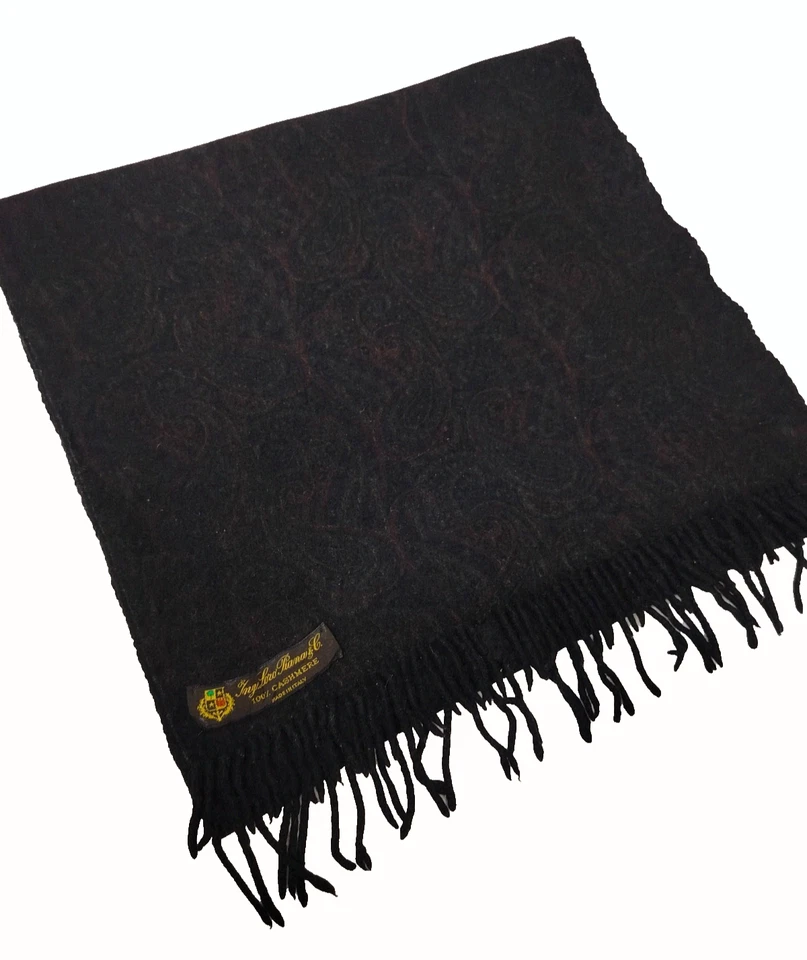 Loro Piana Bufanda Estola Envoltura Cachemira 100% Hecho en Italia Negro con Motivo Foto 1 de 4