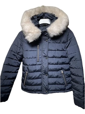 Jaqueta acolchoada inverno Topshop Parka azul marinho Reino Unido 12 peito 38” - Imagem 1 de 4