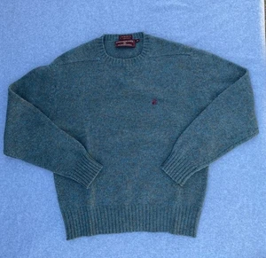 Vintage Ralph Lauren Chaps Men XL Sweater Pullover Shetland Wool Pony Logo Green - Picture 1 of 6