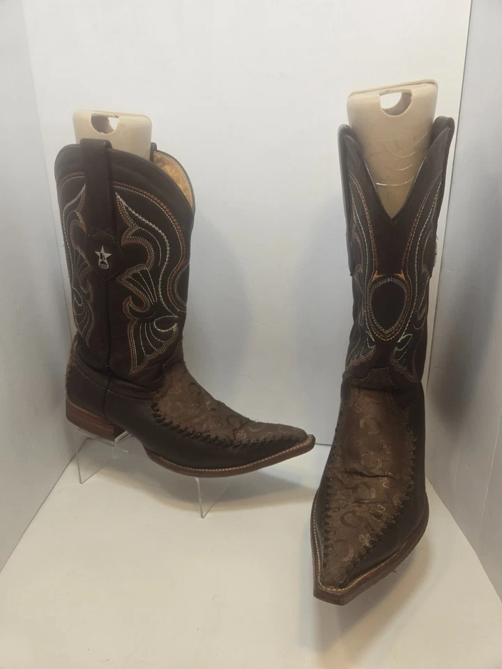 Мужские сапоги вестерн Los Altos темно-коричневые кожа/ткань размер США 9,5 EE #955305 - Изображение 1 из 4