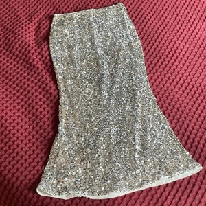 Grace Karin Silver Sequin Midi Skirt Size Small NWT Glitter Party Sparkle Skirt - Picture 1 of 5