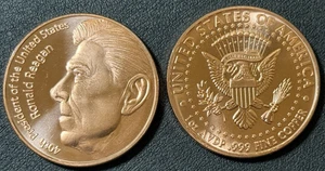 1 Oz. AVDP .999 Copper 40th President of the USA Ronald Reagan Portrait Round! - Picture 1 of 1