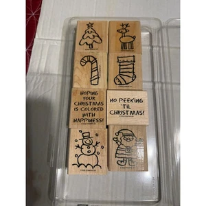 Juego de 8 estampillas de goma de vacaciones de Navidad Stampin Up - Imagen 1 de 4