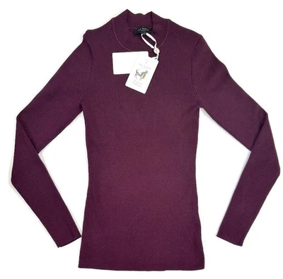 Ted Baker Ribbed Knit Touch Cashmere Sweater Oxblood Red Women's Small DEFECT - Image 1 of 4