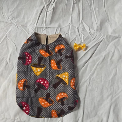  Handmade Fleece lined Dog Vest Sweate Puppy Coat Jacket  with matching hair bow - Image 1 of 4