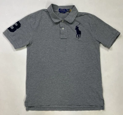 Polo Ralph Lauren Rugby Polo Shirt Boys Large 14-16 Gray Big Pony 3 Blue - Image 1 of 4
