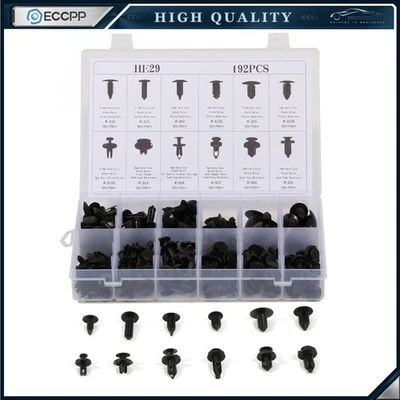 192 piezas 12 tamaños carrocería plástico empuje pasador remache sujetadores recorte clip surtido Foto 1 de 4