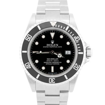 NUEVOS PAPELES ADHESIVOS Rolex Sea-Dweller 16600 40 mm Acero Negro Nuevo de Lote Antiguo Fecha Reloj CAJA Foto 1 de 4