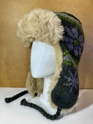 Simons Le 31 Green Shetland Wool Faux Fur Bomber Trapper Ear Flap Winter Hat - Image 1 of 4