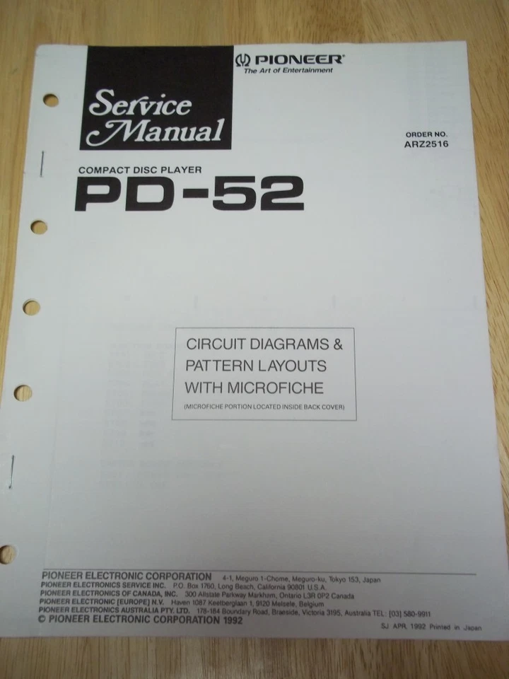 Pioneer Service Manual~PD-52 CD Compact Disc Player~Original~Repair~w/fiche - Image 1 of 1