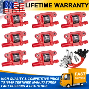 8 Ignition Coil UF743 & 8 Spark Plug Wire For Chevrolet Silverado GMC Canyon 6.2 - Picture 1 of 18