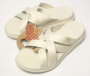 FitFlop Womens F-Mode Go Webbing Flatform Strappy Slide Pairs Beige 9 - Picture 1 of 5