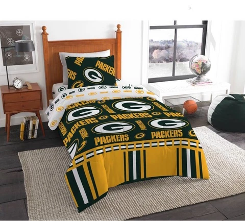 Green Bay Packers NFL Northwest 5pc Twin Bedding Set Green/Yellow NWT! Cover