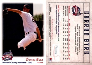 Darren Byrd 2010 Grandstand Brevard County Manatees #NNO Card