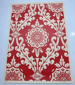SHEPARD FAIREY - Parlor Pattern Red Inverse Cream - 2010 - ed/85 - OBEY GIANT - Picture 1 of 7