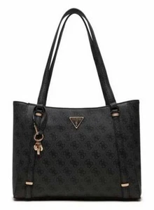 GUESS Eco Erica Elite Leder Tragetasche Damen Tasche Aus Kohle - Picture 1 of 4