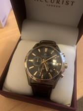 Accurist 50metres Watch Brown Leather Strap Chrongraph Men’s