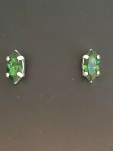 Gorgeous Small Navette Stud Earrings using Swarovski Green Turmaline. Made in UK - Picture 1 of 4