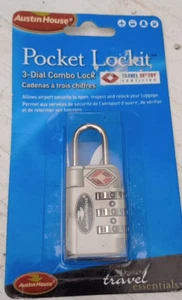 3-Dial Combo Luggage Lock Silver Pocket Lockit TSA Accessible Airport Security - Picture 1 of 3
