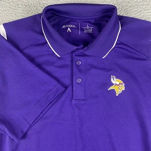 Minnesota Vikings Polo Shirt Mens Large Purple Short Sleeve Stretch Golf NFL - Picture 1 of 8